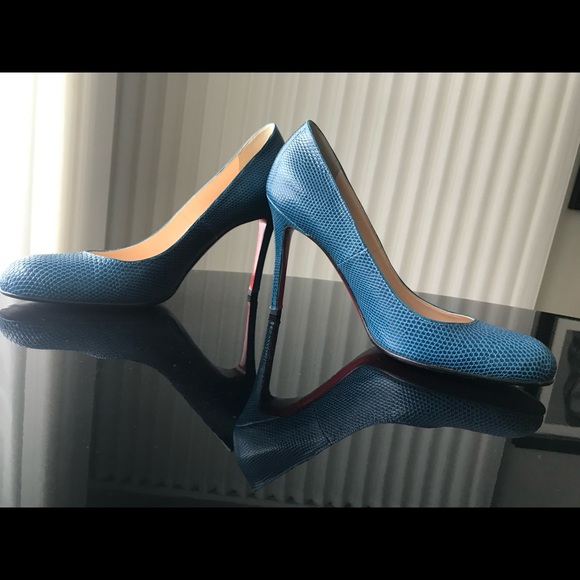 Christian Louboutin Paris Heels High Blue Snake - Picture 5 of 8